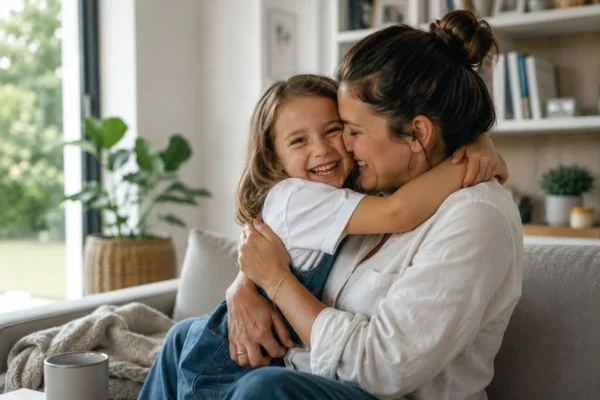 happy child with parent after parenting plans Somerset